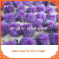 Pompon chinois en fourrure de raton laveur, véritable pompon en fourrure